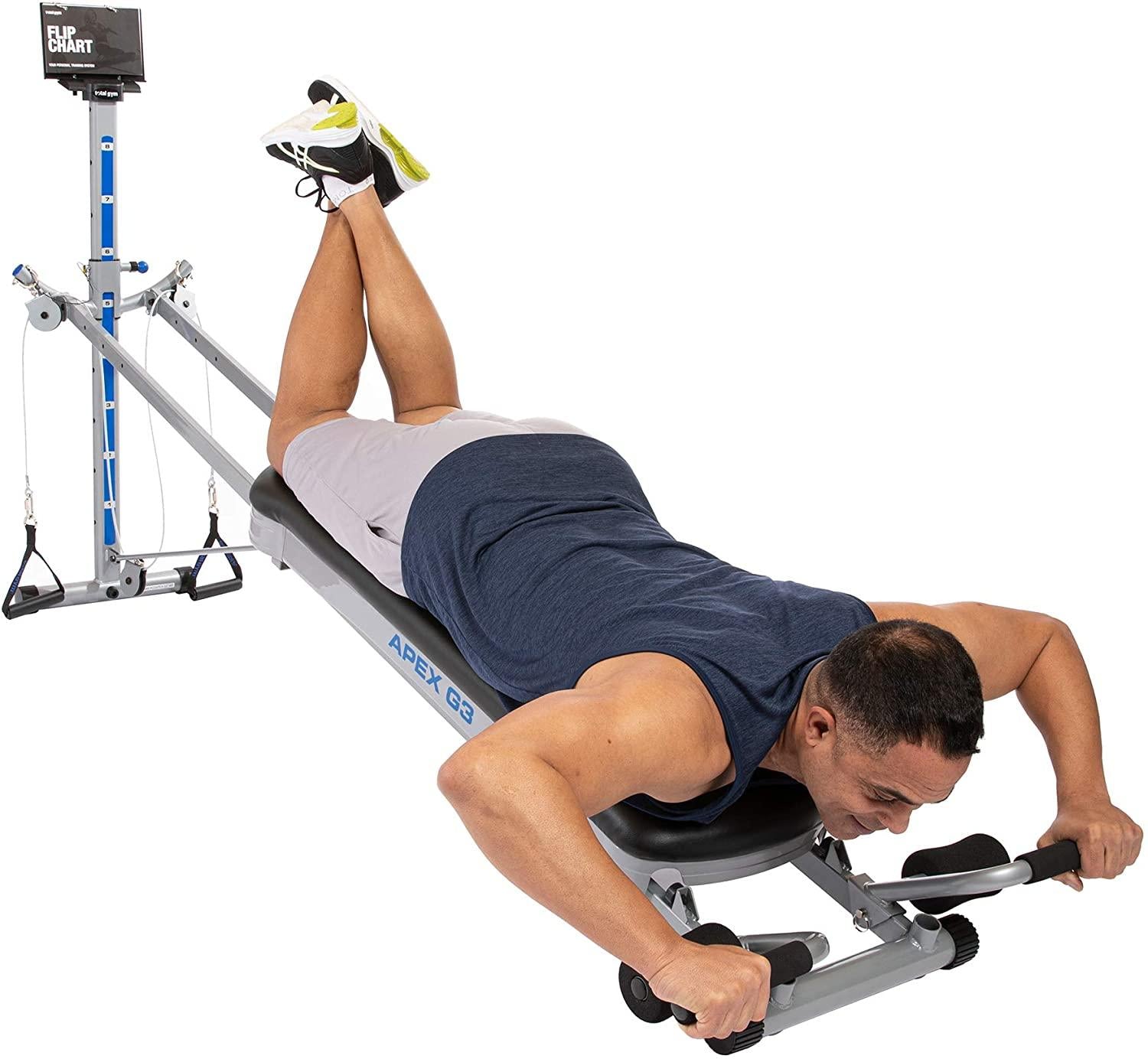 Total Gym APEX G3 Versatile Indoor Home Workout Total Body Strength Training Fitness Equipment with 8 Levels of Resistance and Attachments