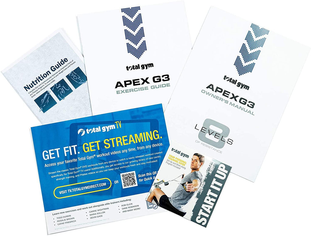 Total Gym APEX G3 Versatile Indoor Home Workout Total Body Strength Training Fitness Equipment with 8 Levels of Resistance and Attachments