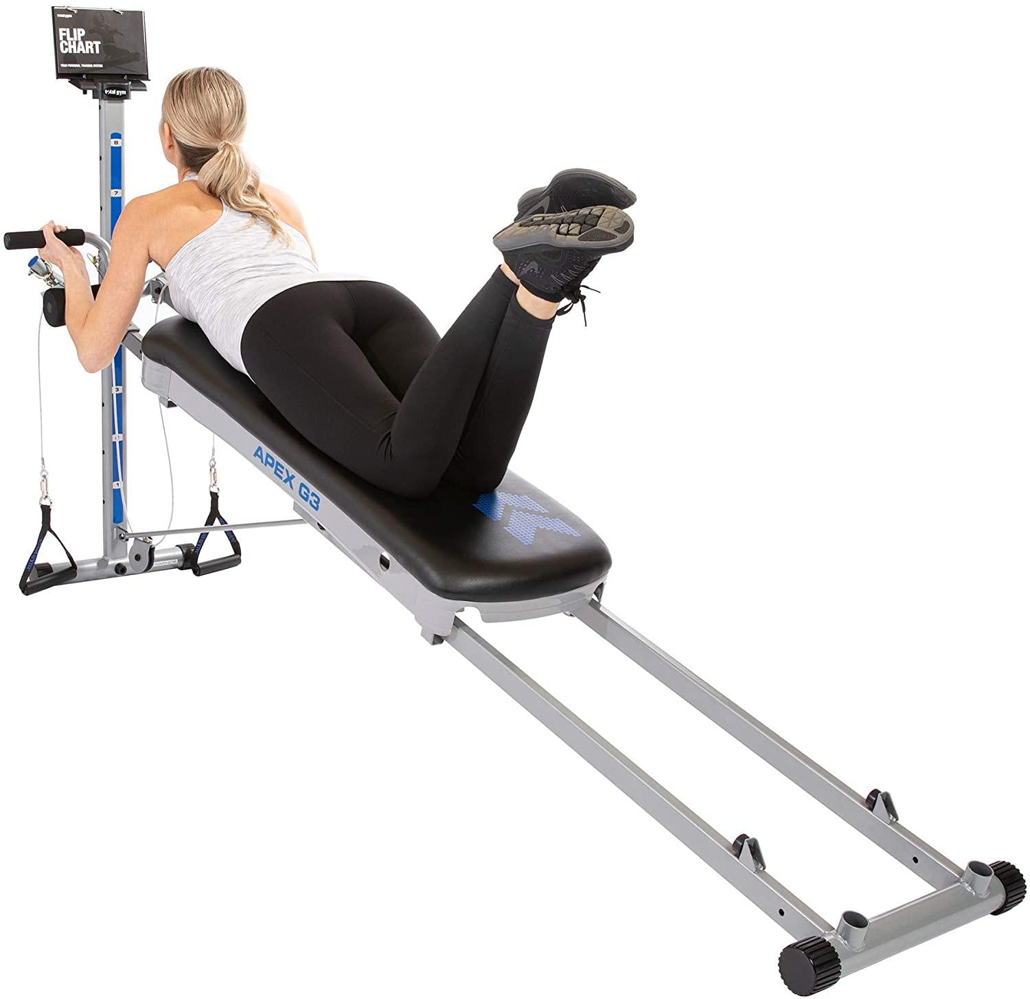 Total Gym APEX G3 Versatile Indoor Home Workout Total Body Strength Training Fitness Equipment with 8 Levels of Resistance and Attachments