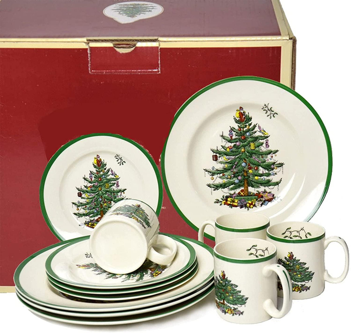 HXXXIN Christmas Tree Tableware Christmas Plate Porcelain Christmas Style Theme Plate Christmas Decoration Set Series Ornaments