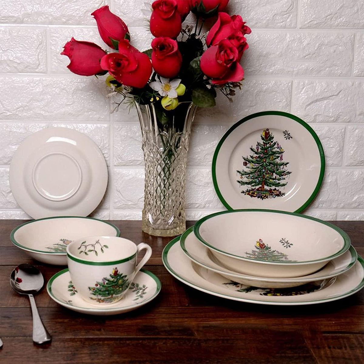 HXXXIN Christmas Tree Tableware Christmas Plate Porcelain Christmas Style Theme Plate Christmas Decoration Set Series Ornaments