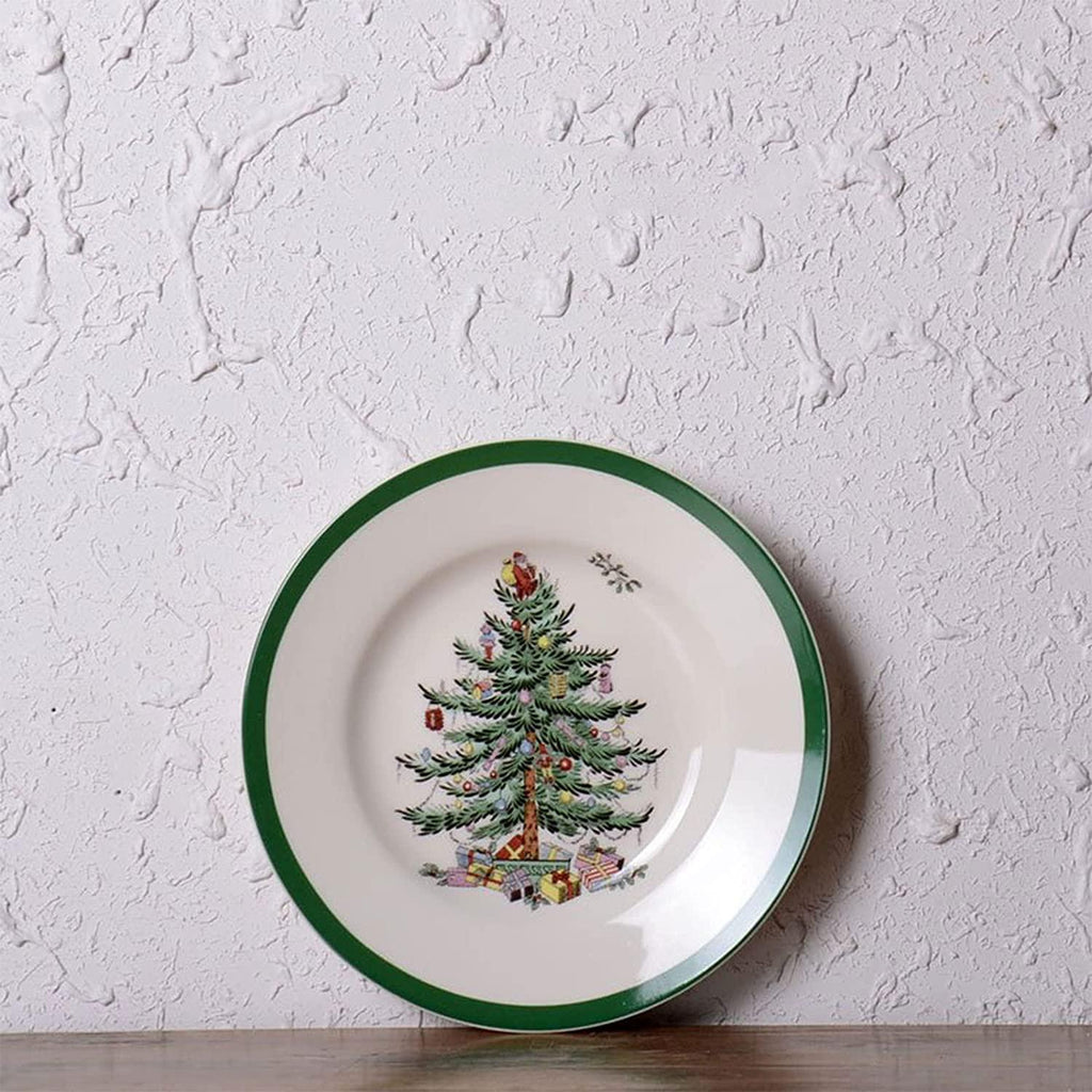 HXXXIN Christmas Tree Tableware Christmas Plate Porcelain Christmas Style Theme Plate Christmas Decoration Set Series Ornaments
