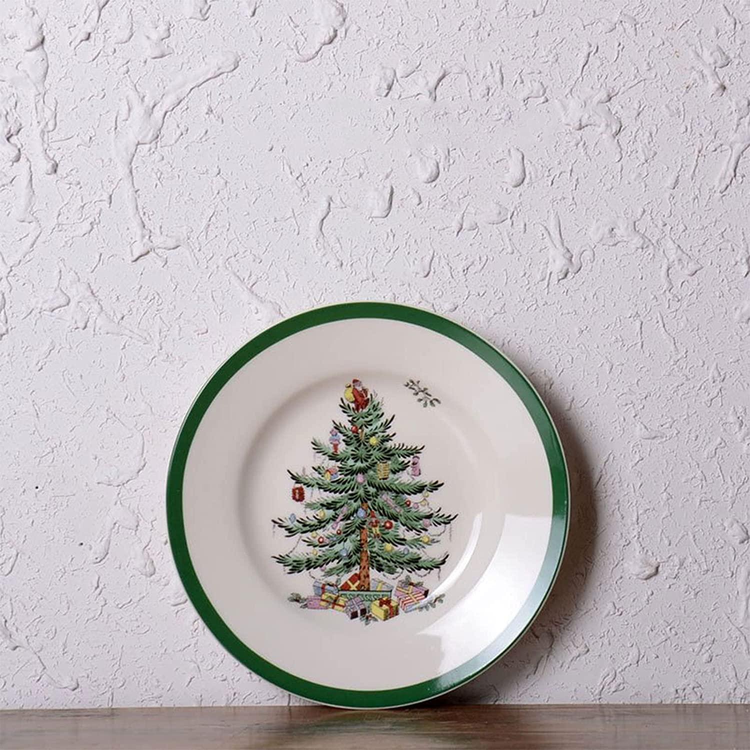 HXXXIN Christmas Tree Tableware Christmas Plate Porcelain Christmas Style Theme Plate Christmas Decoration Set Series Ornaments