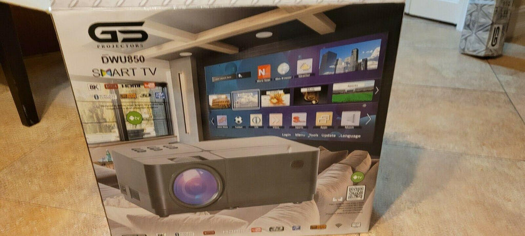 gs projector  smart tv 8k with the electronic projector screem.