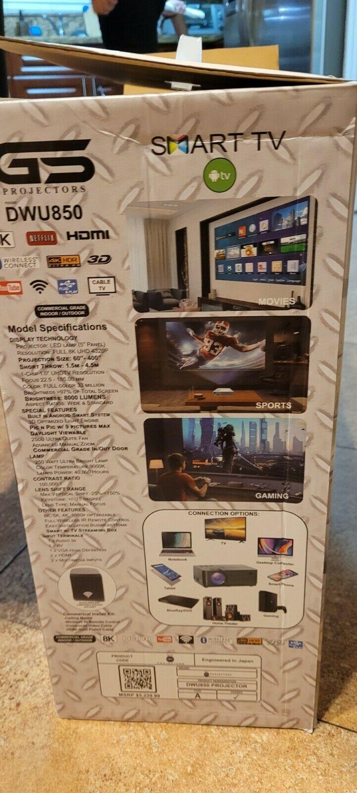 gs projector  smart tv 8k with the electronic projector screem.