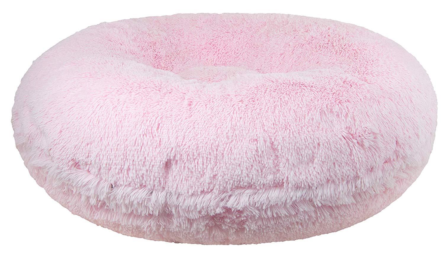 BESSIE AND BARNIE Signature Bubble Gum Luxury Shag Extra Plush  Fur Bagel Pet/Dog Bed (Multiple Sizes)