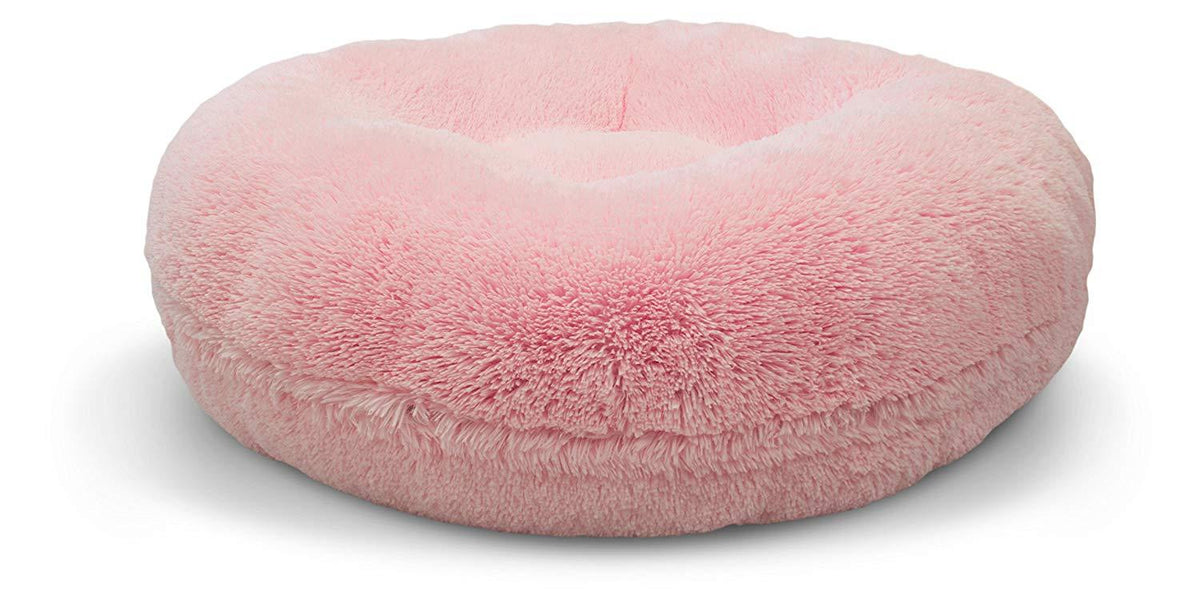 BESSIE AND BARNIE Signature Bubble Gum Luxury Shag Extra Plush  Fur Bagel Pet/Dog Bed (Multiple Sizes)