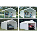 10 ft. W x 20 ft. D SuperMax 2-in-1, 8-Leg, Heavy-Duty Steel Canopy in White w/ Enclosure Kit and Twist-Tie Tension