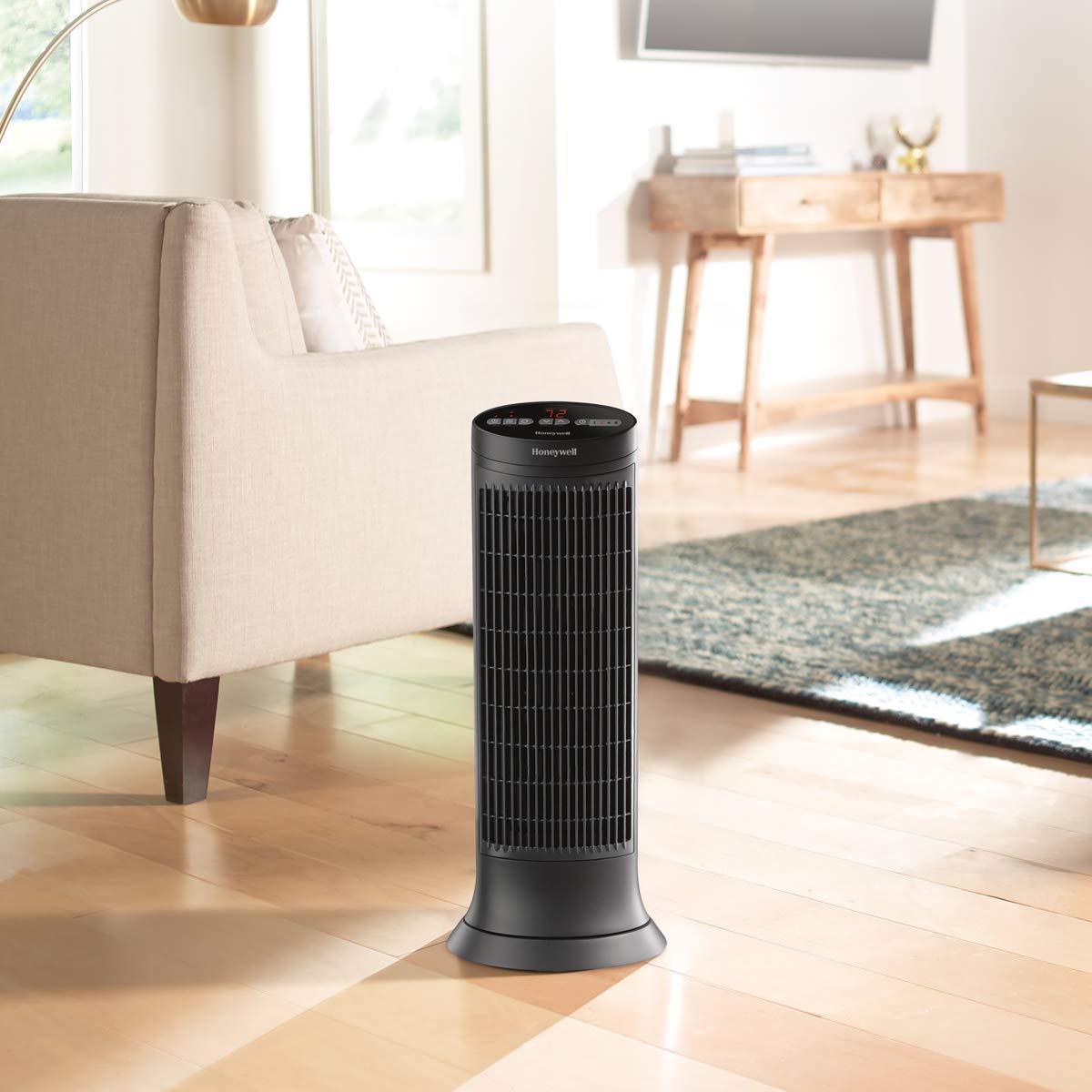 Digital Tower Heater, 750 - 1500 W, 10 1/8" X 8" X 23 1/4", Black