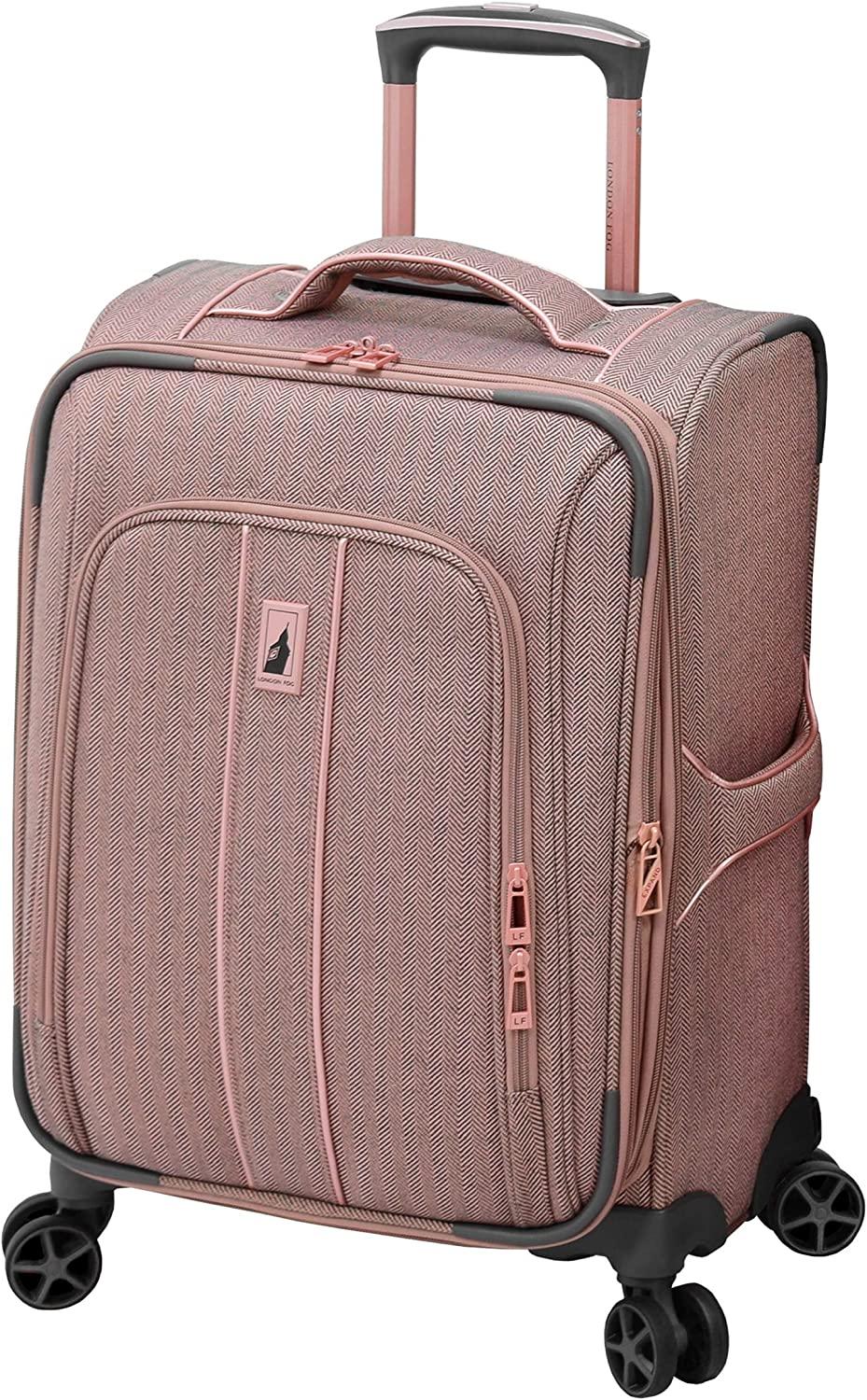 Newcastle Softside Expandable Spinner Luggage, Rose Charcoal Herringbone, Carry-On 20-Inch