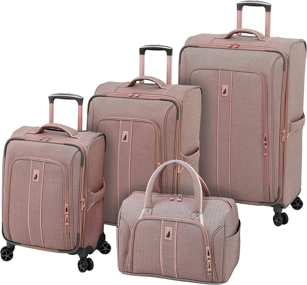 Newcastle Softside Expandable Spinner Luggage, Rose Charcoal Herringbone, Carry-On 20-Inch