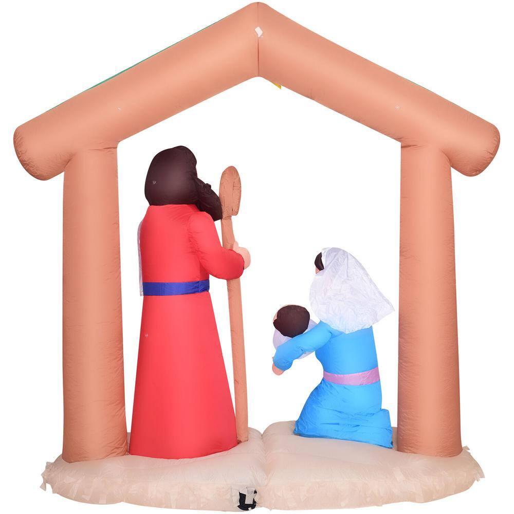 7 ft. x 6 ft. Pre-Lit Nativity with Mary, Joseph and Baby Jesus Christmas Inflatable with Storage Bag