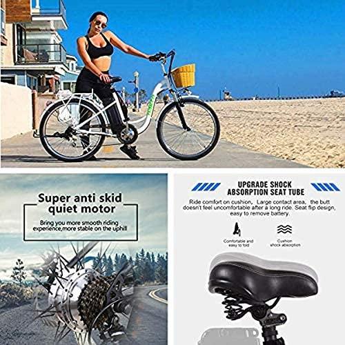 26" Adult Electric Bicycle City Sporting  6-Speed Ebike with Removable 36V Lithium Battery for Women Men