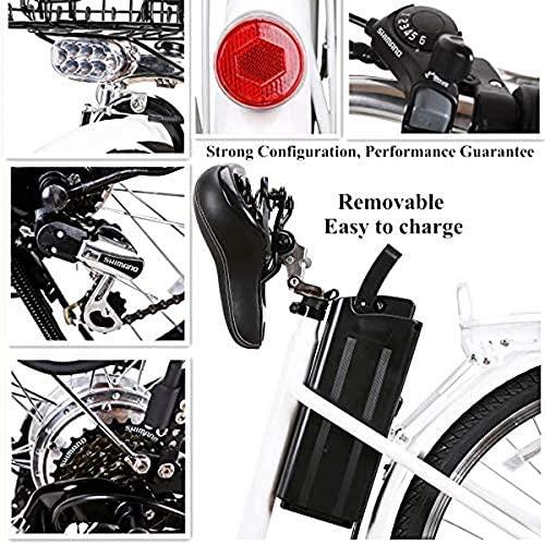 26" Adult Electric Bicycle City Sporting  6-Speed Ebike with Removable 36V Lithium Battery for Women Men