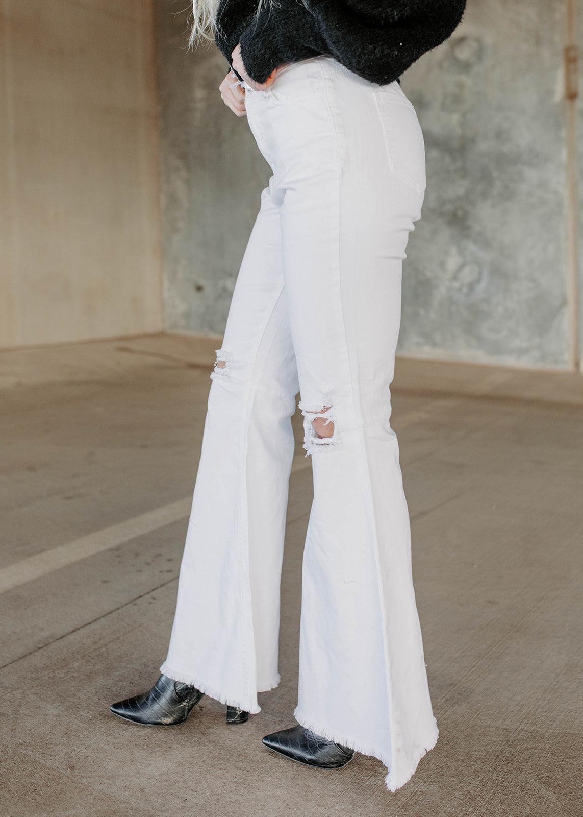 flare white denim jeans
