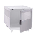 Staart Wooden Indoor Pet Crate/Kennel and End Table Console Dcor Furniture- Medium 23' x 30' x 24'- Alpine White and Light Gray