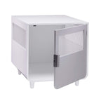 Staart Wooden Indoor Pet Crate/Kennel and End Table Console Dcor Furniture- Medium 23' x 30' x 24'- Alpine White and Light Gray