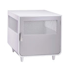 Staart Wooden Indoor Pet Crate/Kennel and End Table Console Dcor Furniture- Medium 23' x 30' x 24'- Alpine White and Light Gray