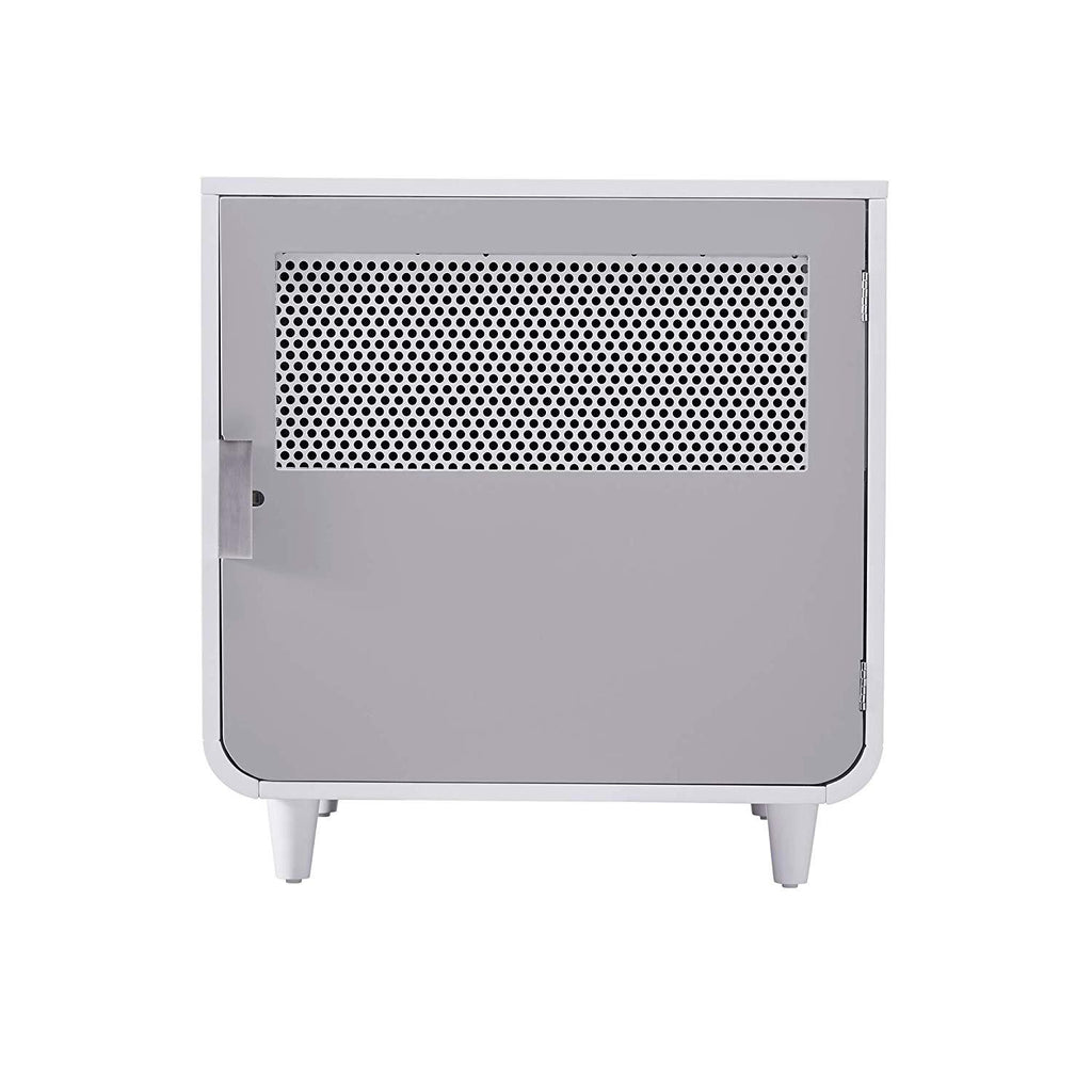 Staart Wooden Indoor Pet Crate/Kennel and End Table Console Dcor Furniture- Medium 23' x 30' x 24'- Alpine White and Light Gray