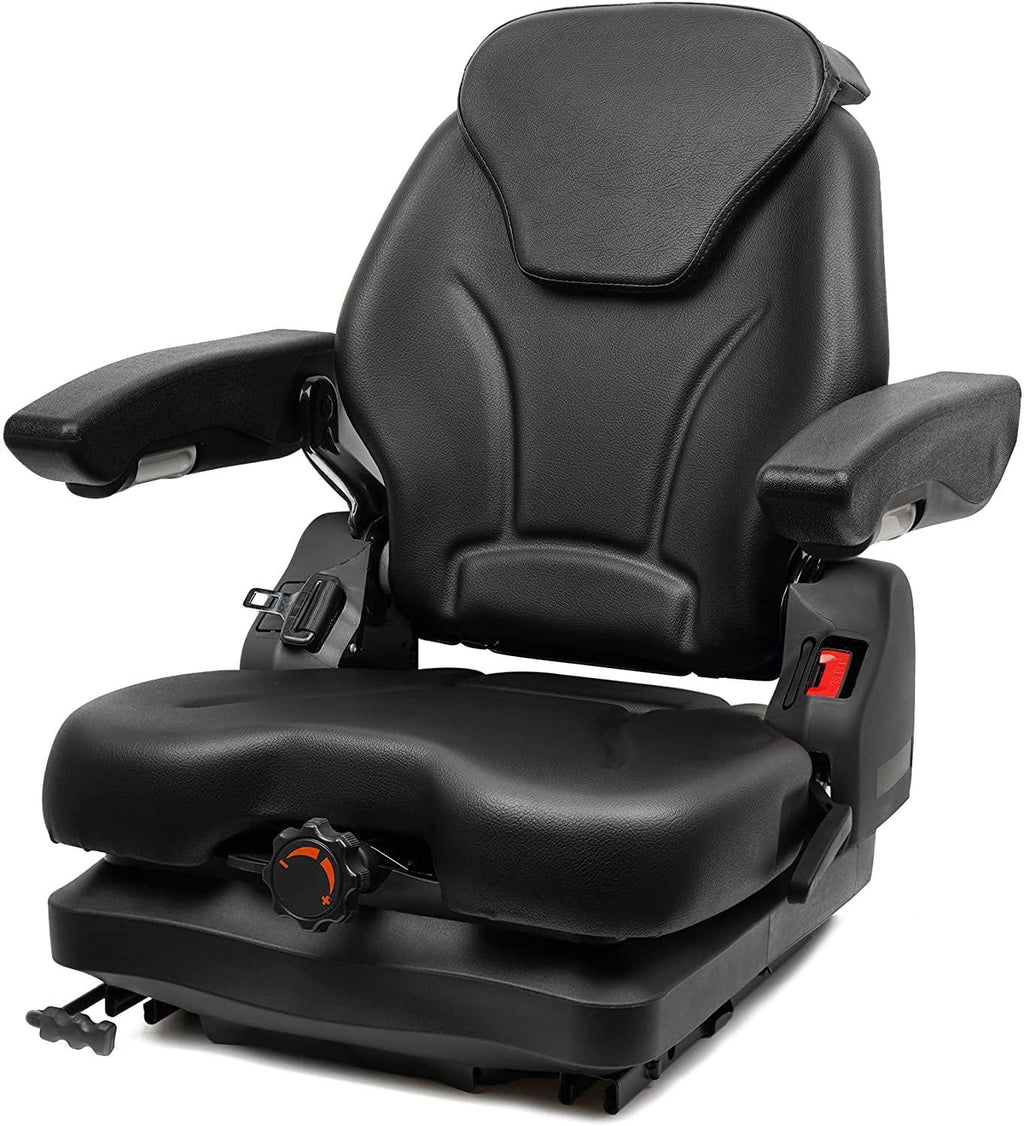 ticsea highback low suspension tractor seat,adjustable backrest headrest and slide rails forklift seat,adjustable armrests shock absorber heavy duty for excavator harvester (with adjustable armrests)