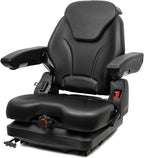 ticsea highback low suspension tractor seat,adjustable backrest headrest and slide rails forklift seat,adjustable armrests shock absorber heavy duty for excavator harvester (with adjustable armrests)