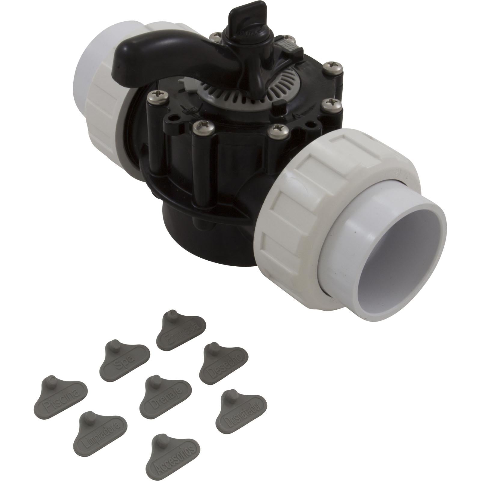Custom Molded Products Diverter Valve, 2In Unions, 2-Way, Black