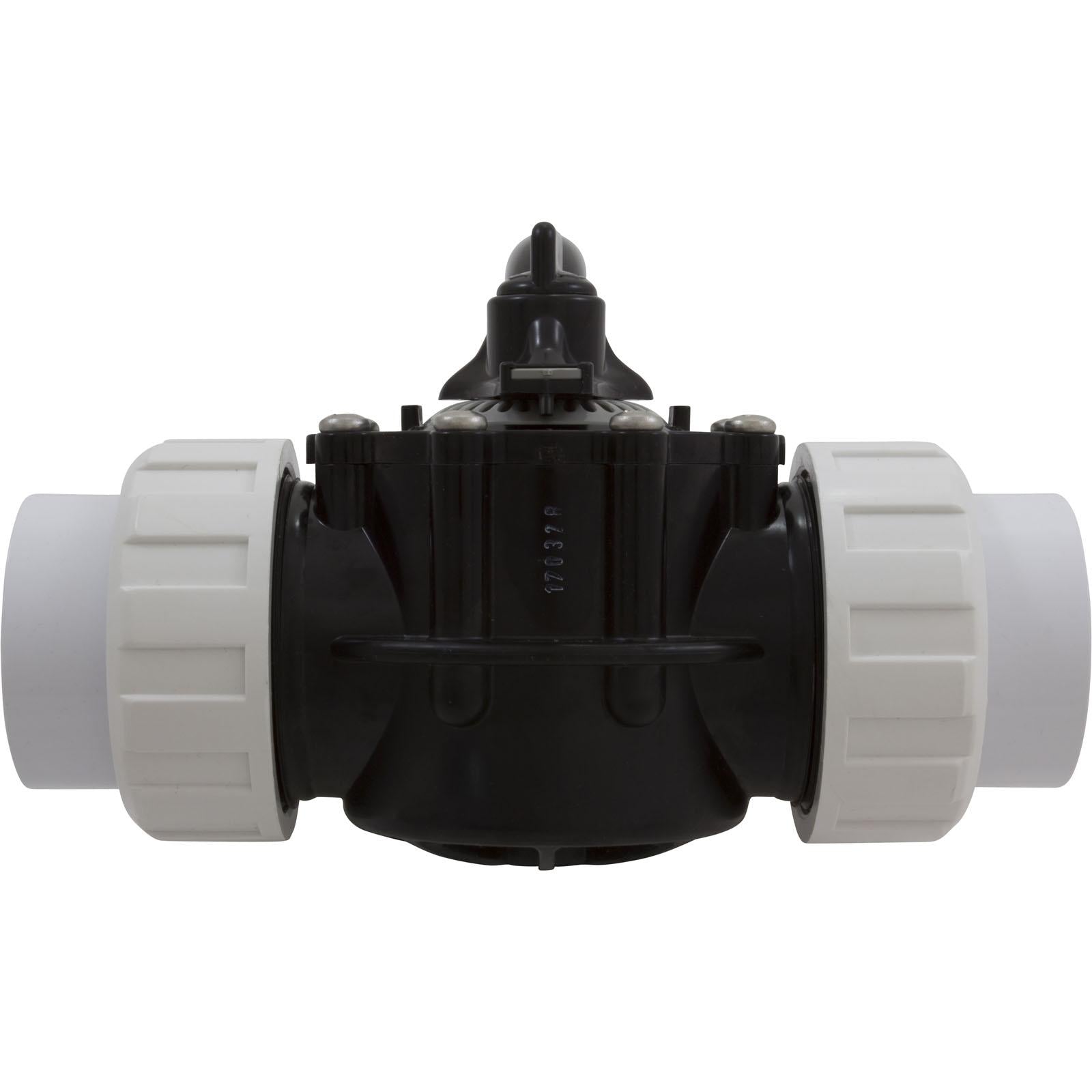 Custom Molded Products Diverter Valve, 2In Unions, 2-Way, Black