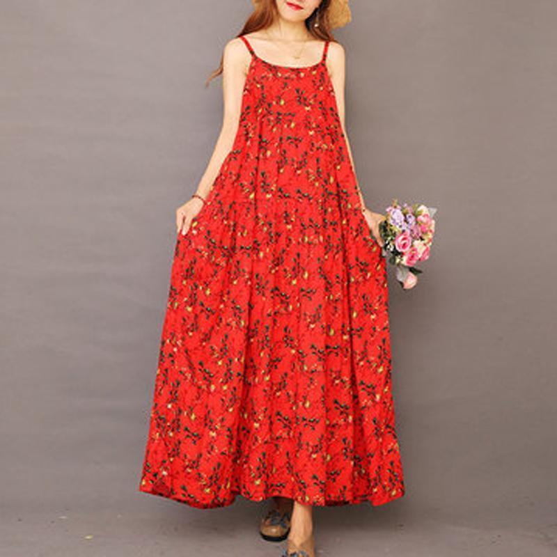 babakud 18 colors vintage floral resort linen sleeveless dress