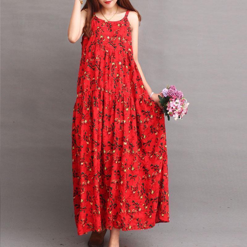 babakud 18 colors vintage floral resort linen sleeveless dress