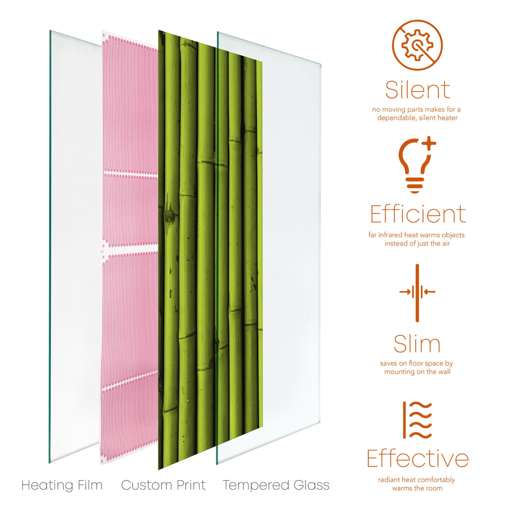 Heat Storm Electric Glass Heater, Indoor, Bamboo, HS-BAM-1648