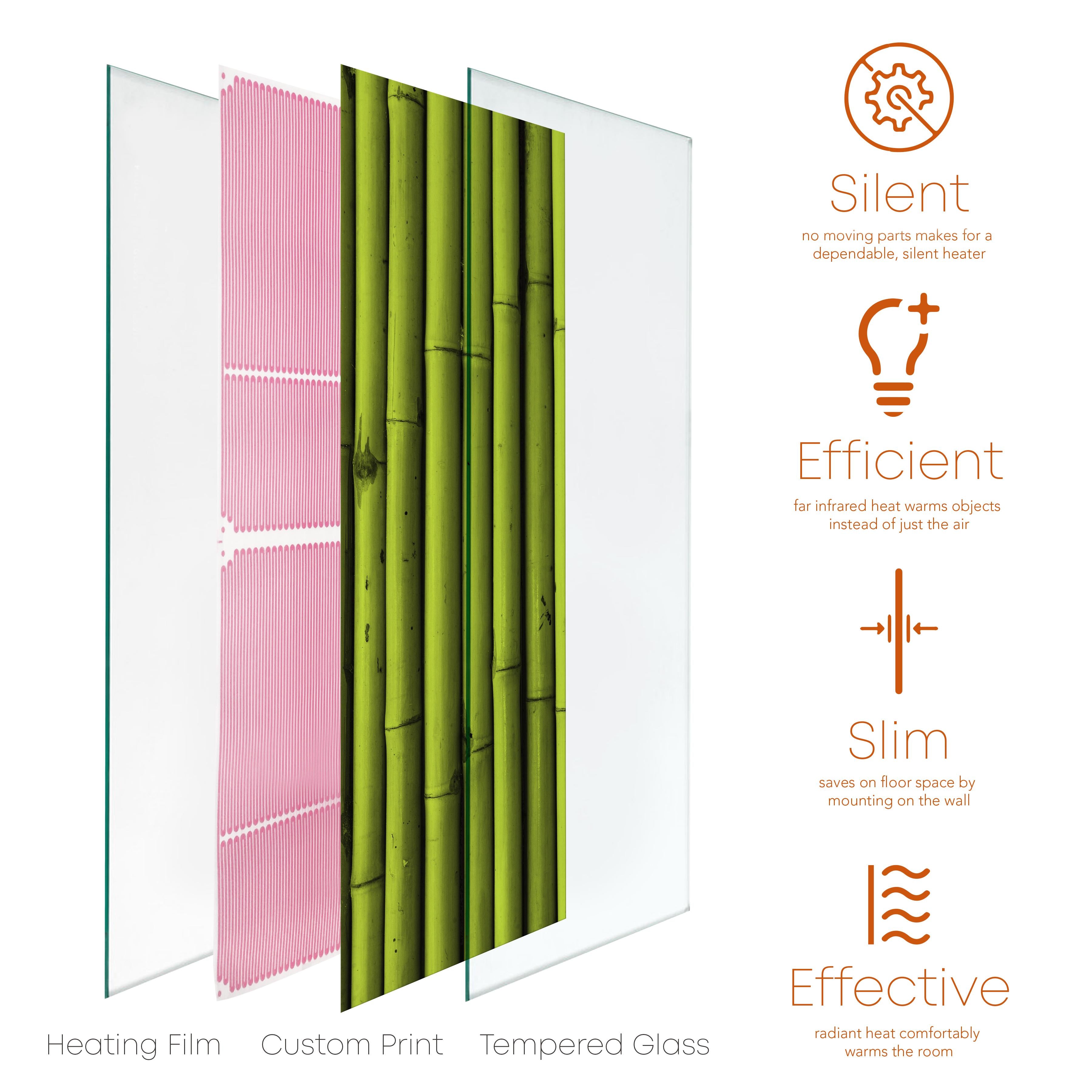 Heat Storm Electric Glass Heater, Indoor, Bamboo, HS-BAM-1648