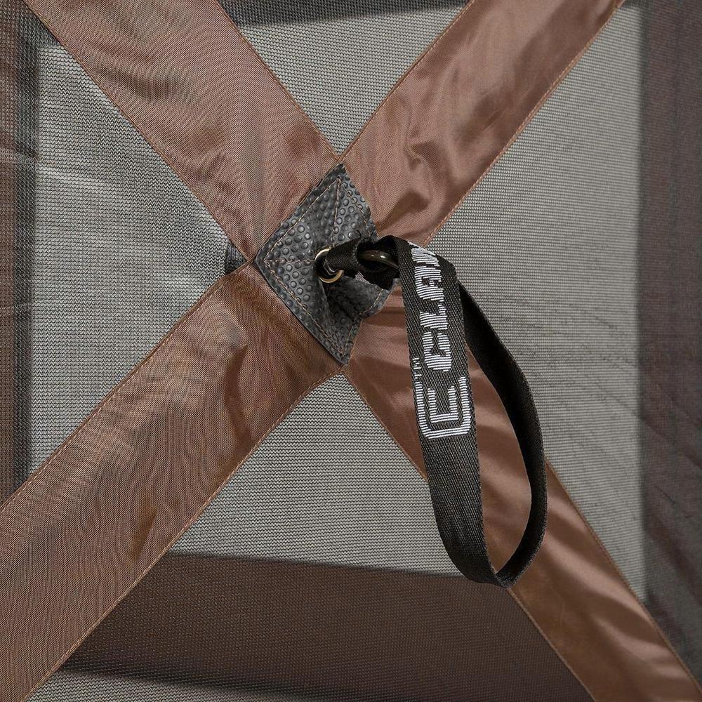 6-Side DLX Pavilion Screen Shelter in Brown/Tan Roof/Black Mesh - Zip Down Sides