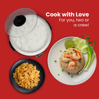 ERC003BX Electric Rice Cooker with Automatic Keep Warm Makes Soups, Stews, Grains, Hot Cereals, 6 Cups Cooked (3 Cups Uncooked), Black