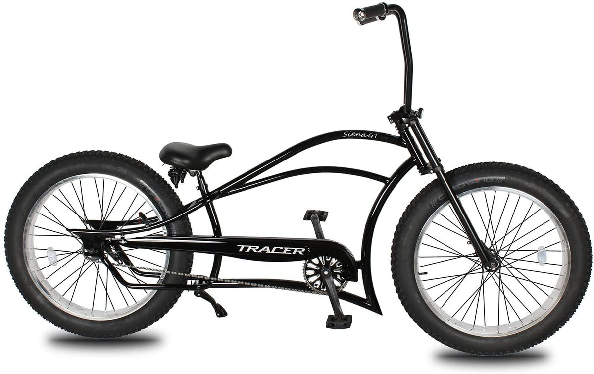 Tracer Siena 26 Inch Beach Cruiser Bike for Men, 1/7-Speed,Stretch Steel Frame,Three Piece Cranksets,Tripple Three Forks,Fat Alloy Rim 80mm,26×4.0 Fat Tire Bike,Mens Bike