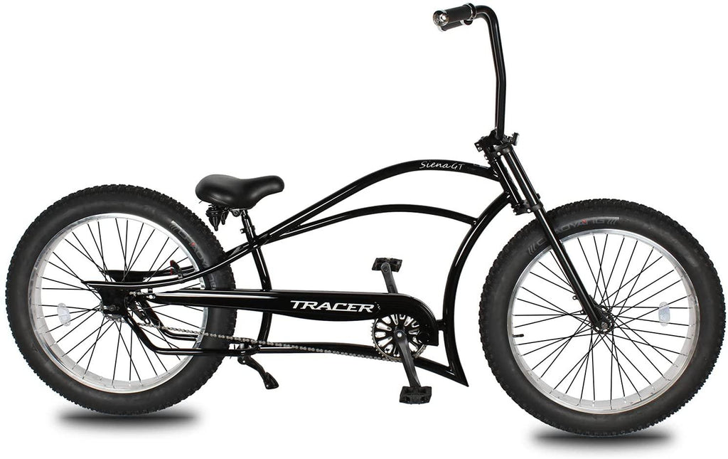 Tracer Siena 26 Inch Beach Cruiser Bike for Men, 1/7-Speed,Stretch Steel Frame,Three Piece Cranksets,Tripple Three Forks,Fat Alloy Rim 80mm,26×4.0 Fat Tire Bike,Mens Bike