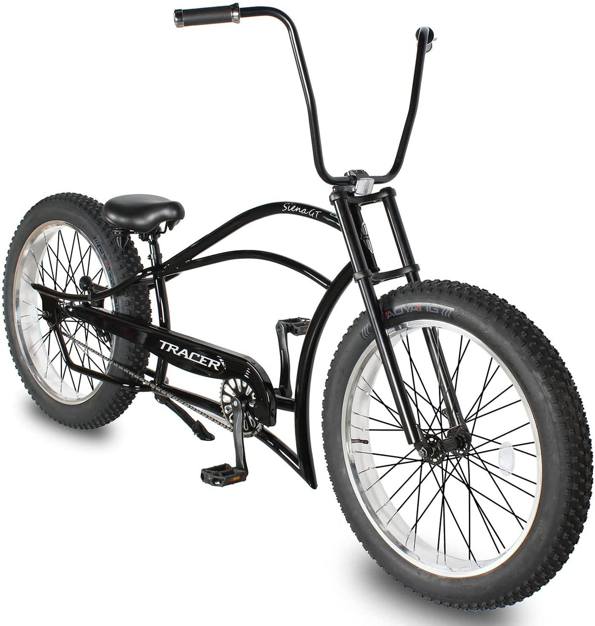 Tracer Siena 26 Inch Beach Cruiser Bike for Men, 1/7-Speed,Stretch Steel Frame,Three Piece Cranksets,Tripple Three Forks,Fat Alloy Rim 80mm,26×4.0 Fat Tire Bike,Mens Bike