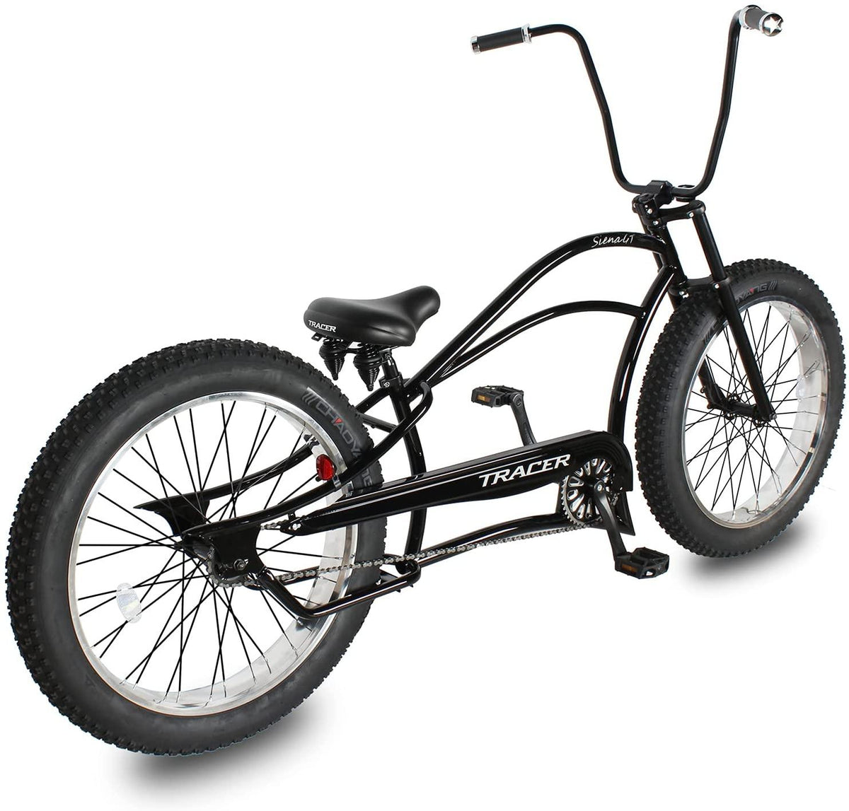 Tracer Siena 26 Inch Beach Cruiser Bike for Men, 1/7-Speed,Stretch Steel Frame,Three Piece Cranksets,Tripple Three Forks,Fat Alloy Rim 80mm,26×4.0 Fat Tire Bike,Mens Bike