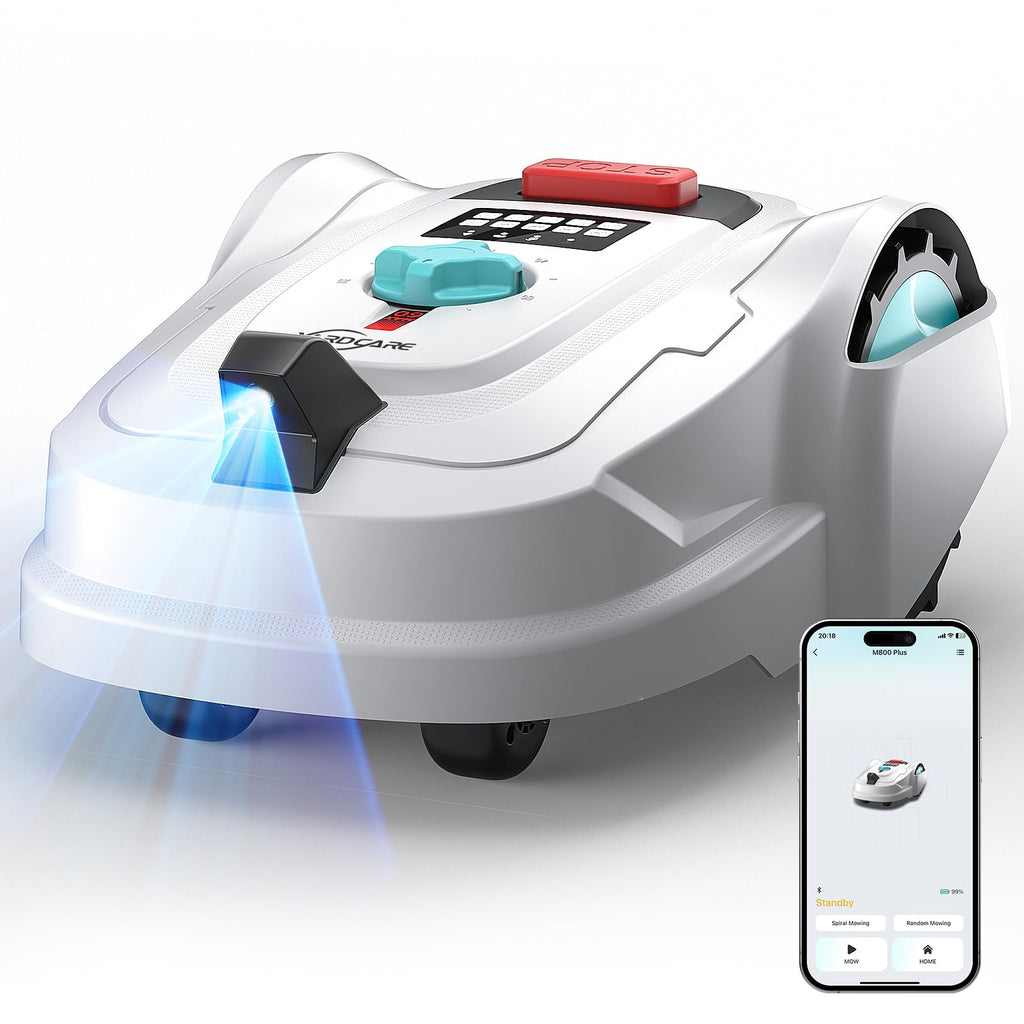 M800Plus Cordless Robot Lawn Mower with GPS + Visual Navigation, Bow-Shaped Path Mowing, APP Control, 4.0Ah Automatic Robotic Lawnmower for 1/5 Acre, Obstacle Avoidance, Height Adjustment