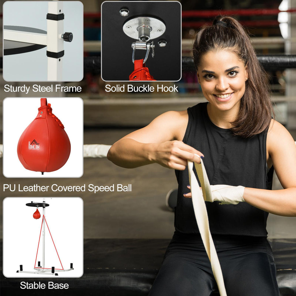 Soozier Free-Standing Speed Bag Platform Station Boxing Stand Heavy Duty Frame White