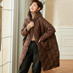 oversized mid-length winter hooded down coat