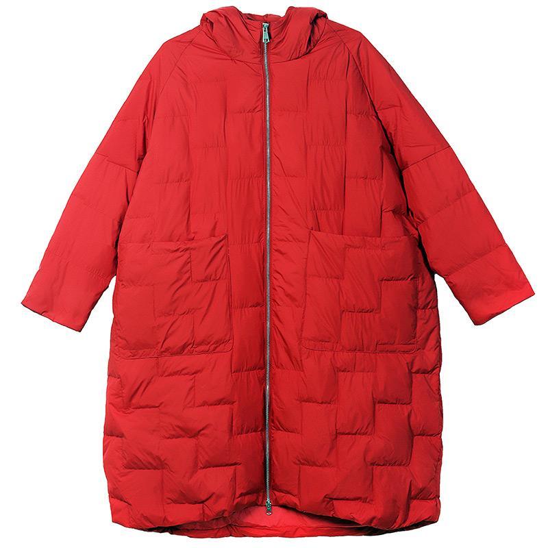 oversized mid-length winter hooded down coat