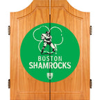 VAF 21 in. Boston Shamrocks Wood Dart Board Cabinet Set