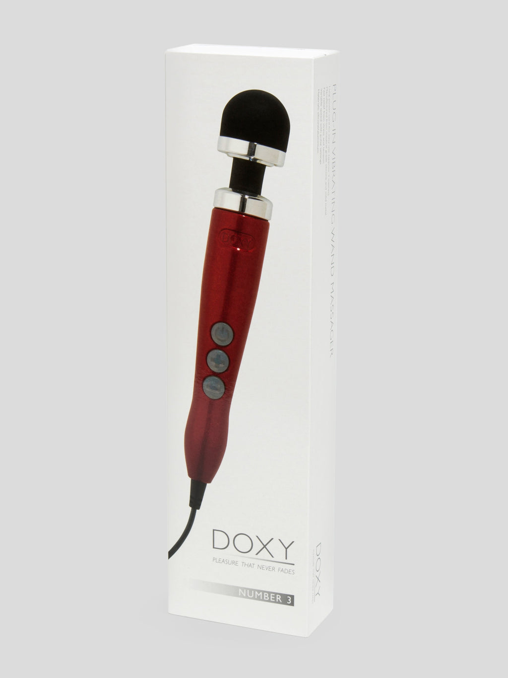 Doxy Number 3 Candy Extra Powerful Travel Wand Massager, Red