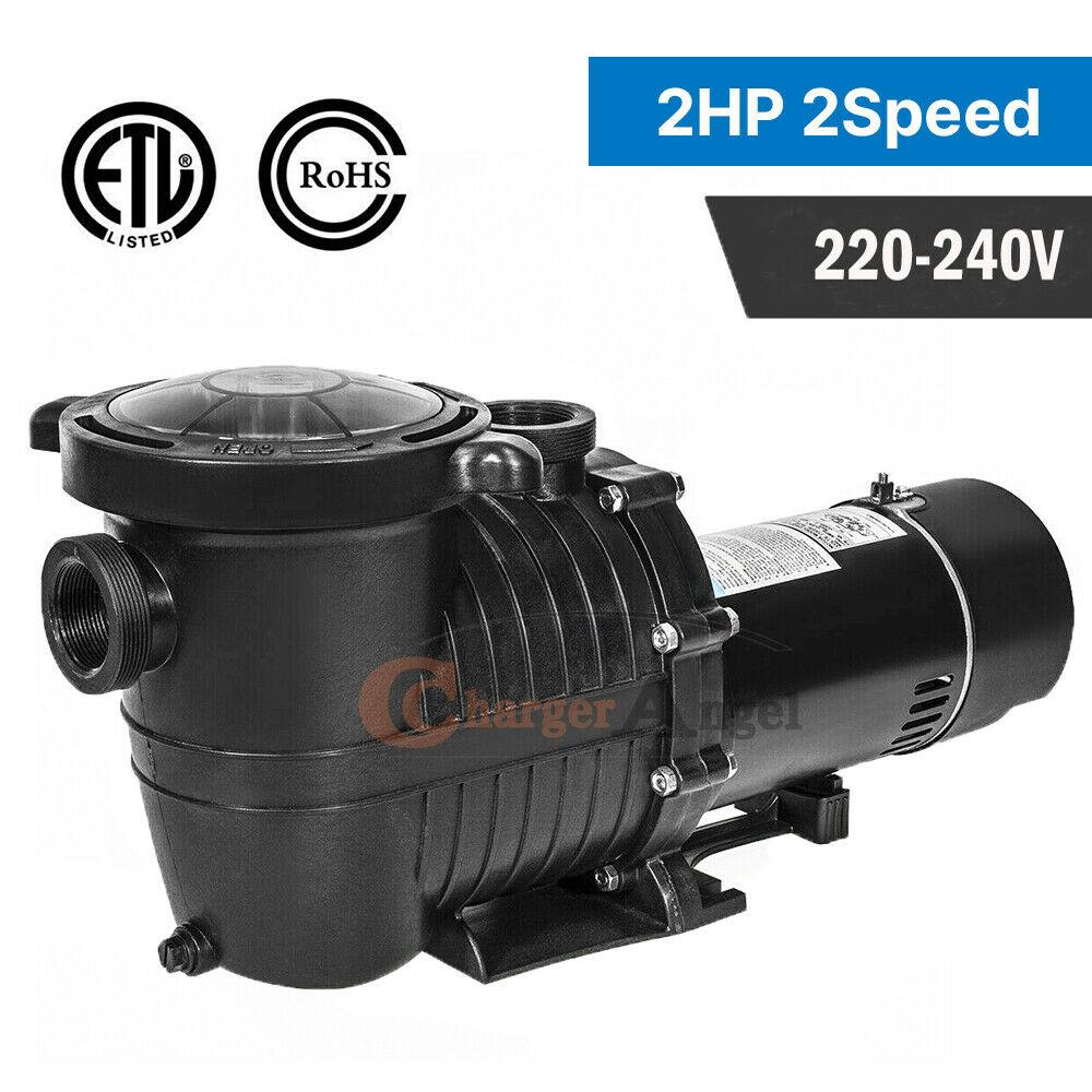 2hp  2-speed high-flo inground swimming pool pump strainer energy saving 230v us