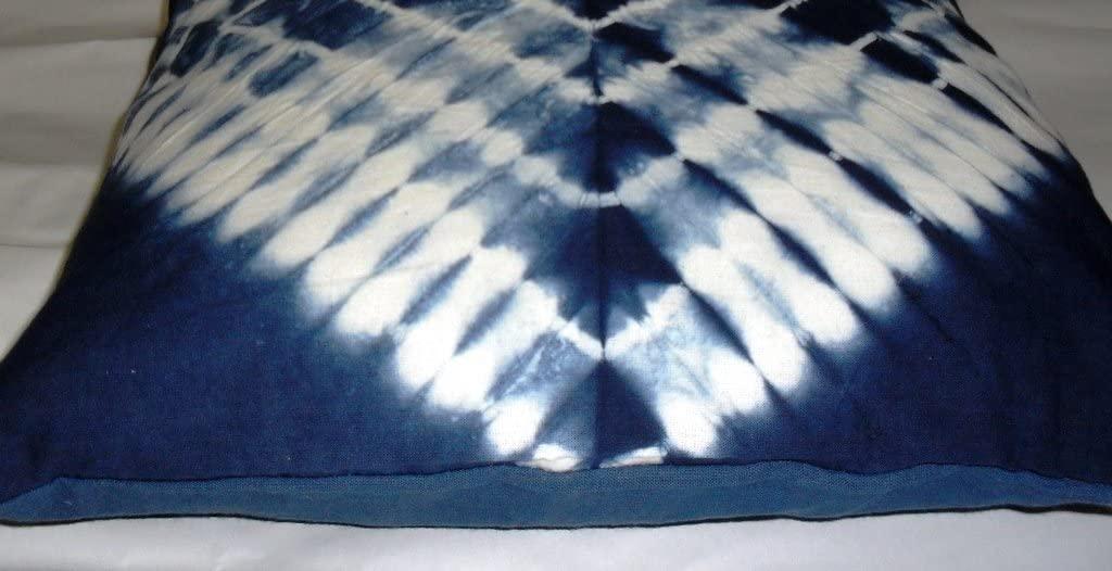 Bohemian Pillow Shams Outdoor Cushion Cover, (Size 16x16) Tie Dye Shibori Cushion Covers, Indigo Blue Pillow Covers, Decorative Cotton Throw, Shibori Sofa Pillow Cases (50)