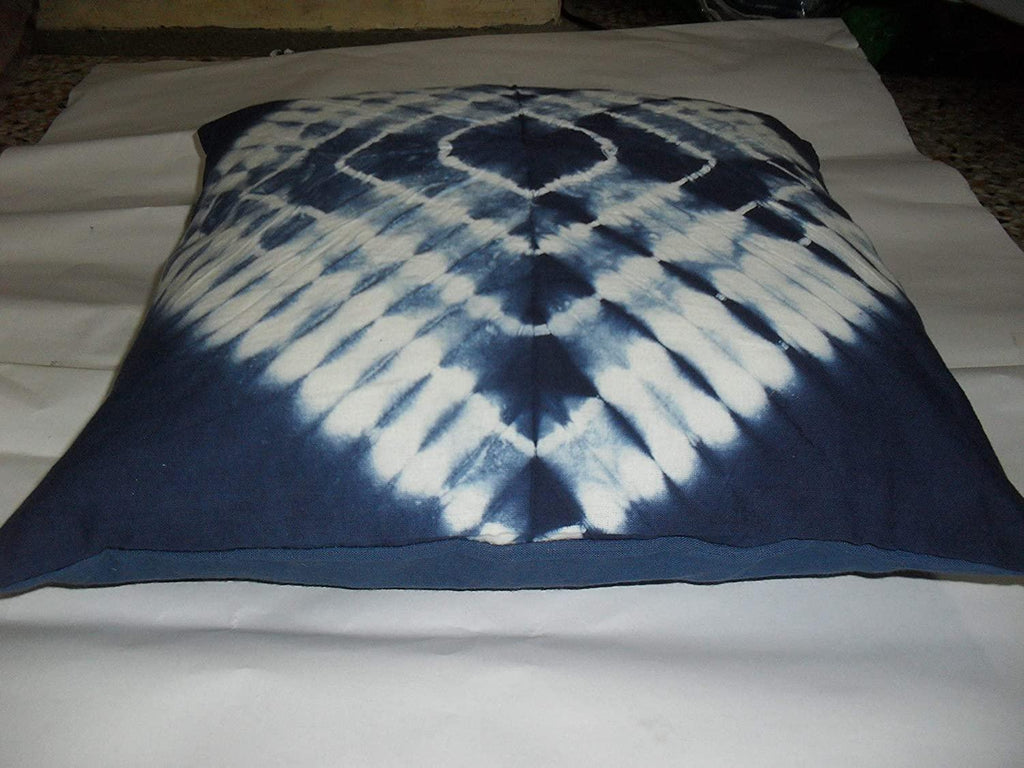 Bohemian Pillow Shams Outdoor Cushion Cover, (Size 16x16) Tie Dye Shibori Cushion Covers, Indigo Blue Pillow Covers, Decorative Cotton Throw, Shibori Sofa Pillow Cases (50)