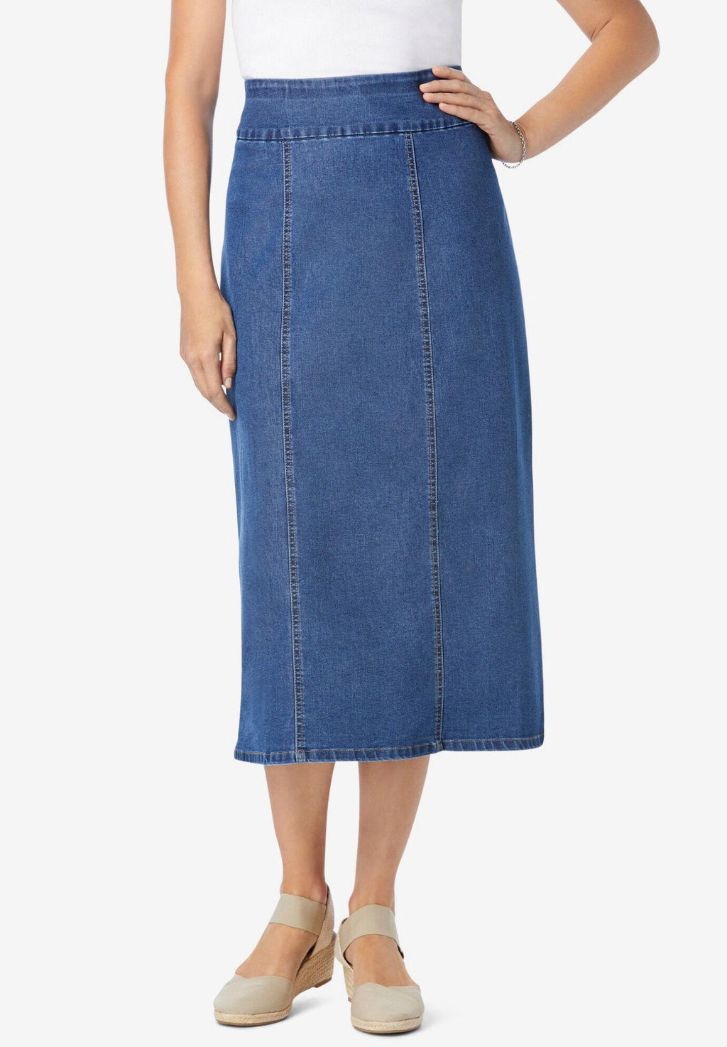 pull-on denim skirt