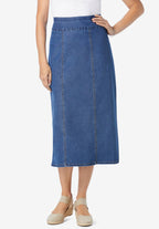 pull-on denim skirt