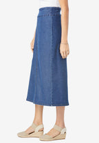 pull-on denim skirt