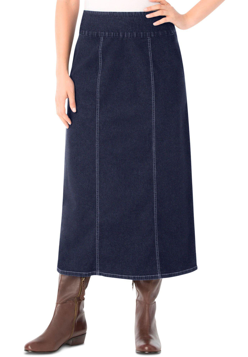 pull-on denim skirt